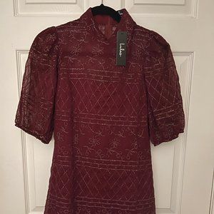 NWT Burgundy & Silver Mini Dress Size Small from Lulus